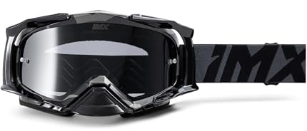 IMX RACING DUST Motorrad Schutzbrille | Dunkler Rauch und Klares Visier inklusive | Anti-Beschlag und Anti-Kratz Linse | Nasenschutz | Band mit Silikondruck | Drei Lagen Schaum