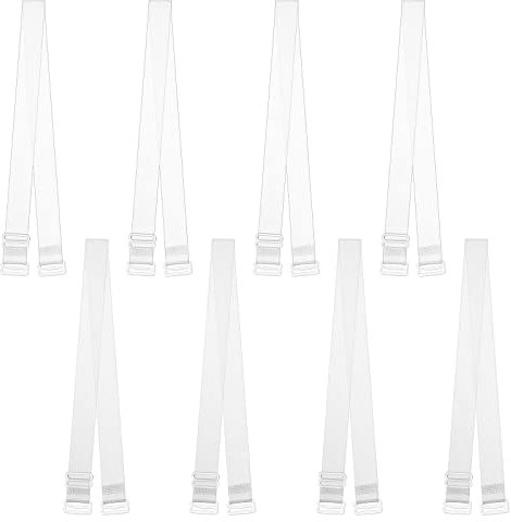 Rovtop Cinturino Reggiseno Invisibile, Cinturino Reggiseno Trasparente, 4 Paia 22-45mm Spalline Reggiseno Regolabili, Spalline Reggiseno di Ricambio Trasparente/Opaco, 12mm