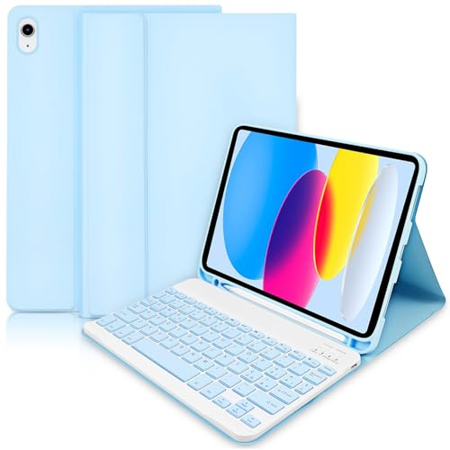 Lupxiu Custodia con Tastiera per iPad 10 Generazione 10.9” 2022/(A16) 11a generazione 11'' 2025, Italiano QWERTY, Tastiera Custodia Wireless Rimovibile per iPad 11/10 Gen -Cielo Blu