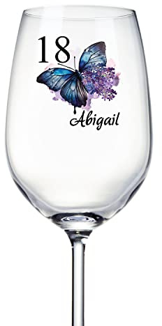Personalised 18th Birthday Butterfly Wine Glass Gift For Her