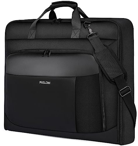 Kleidersack für Herren - 40 Zoll Handgepäck für Bis zu 3 Anzüge, 2 in 1 Hängekoffer, Faltbare Reisetasche für Business, 15,6 Zoll Laptops - Schwarz