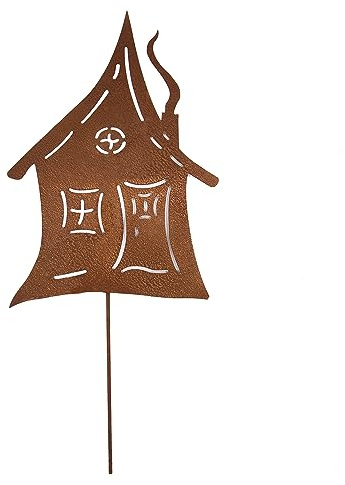UNUS Garden Gartenschild Hexenhaus, Gartendeko Rostoptik, Gartenstecker | aus Edelrost, Rost Deko für Garten