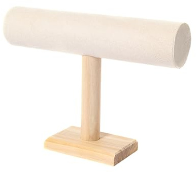 chiwanji Présentoir à Bijoux En Bois avec Barre En T, Présentoir à Bijoux de Table, Ornement élégant, Présentoir de Colliers, pour Commode, Vestiaire, StyleC