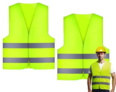 Chenivesss 2 Stück Warnwesten Auto, Warnweste, High Visibility Vest, Pannenweste, Warnwesten, Grün Sicherheitsweste, Reflektorweste, für Nacht, Bauarbeiter, Autofahrer