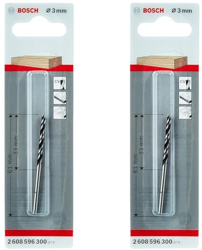 Bosch Professional Holzspiralbohrer, Durchmesser: 3/Gesamtlänge in mm: 61 (Packung mit 2)