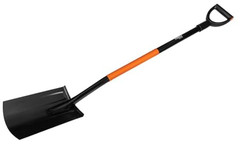 NEO TOOLS Vanga da giardino massiccia in acciaio di qualità e manico ergonomico, pala a a D in acciaio, per trincea di alberi, arbusti (vanga dritta)