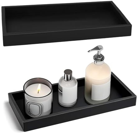 Yivom 2 x Vassoio in Silicone Rettangolare Nero Per Vanità, Vasca da Bagno, Lavello Della Cucina E Bagno