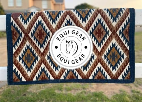 EQUIGEAR Western Show Horse Satteldecke aus neuseeländischer Wolle, Western-Design, handgefertigte Satteldecke, Wollpolster, Sensor Flex (Anpassung möglich), WW18 (34x34)