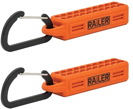 2pc 20 Hole Bit Holder Storage Organizer Set with Carabiner Belt Clips | Fits 40 standard 1/4 hex shank driver bits. Flexible heavy-duty black storage organizers include locking belt carabiners.