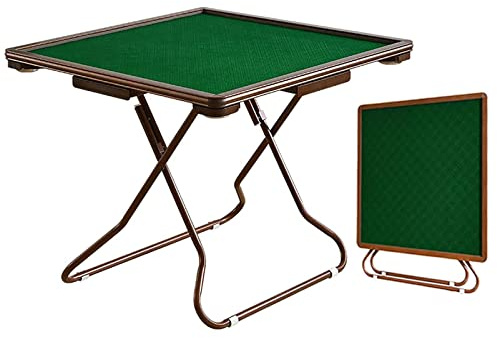 Oiyekntd Klappbarer Mahjong-Tisch, quadratischer Kartentisch für 4 Spieler mit 4 Getränkehaltern und Schublade, tragbarer Brettspiel-Domino-Tisch für Mahjong, Poker und Blackjack