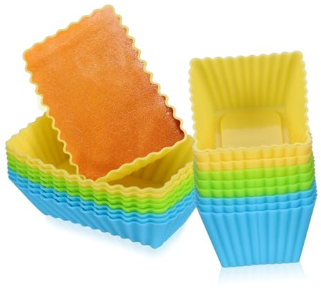 UTHCLO 18pièces Moules à Silicone Réutilisables De Rectangles Et Carrés Moules Antiadhésifs Pour Muffins Gâteaux Et Puddings