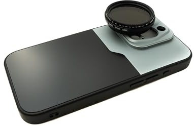 SYSTEM-S ND Vario Filter 37 mm 2 to 400 Neutral Density with Case for iPhone 15 Pro