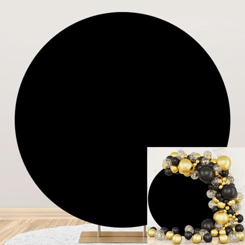 Ttincceer Schwarz Runde Hintergrund 180cm Soild Farbe Kreis Geburtstag Hochzeit Hintergrund Abdeckung Pure Black Baby Shower Bridal Shower Fotografie Hintergrund Newborn Boys Girls Birthday Banner