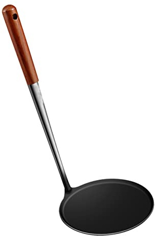 Alipis Non-Stick Stainless Steel Frying Spoon with Wooden Handle Small Cooking Spoon for Oil and Snack Frying Kitchen Accessory for Home