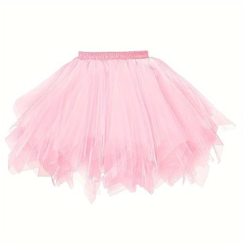 Boolavard 80-tals tutkjol för kvinnor, tyllunderkjol i lager, halloween-tutu, Rosa, L-XL