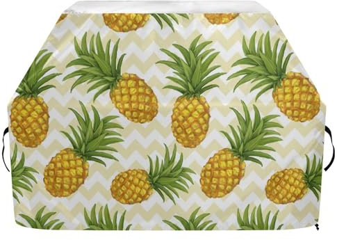 Grillabdeckungen, Oxford-Grillabdeckung für Weber, Brinkmann, Char Broil, wasserdicht, winddicht, reißfest, Ananas, tropische Früchte, Beige, Chevron-Gasgrillabdeckung (165 x 63,5 x 114 cm)