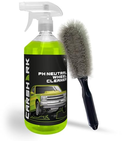 CARSHARK Wheel Cleaning Kit, PH Neutral Wheel CLeaner 1 x 1 L Spray, 1 x Wheel Brush (Black)