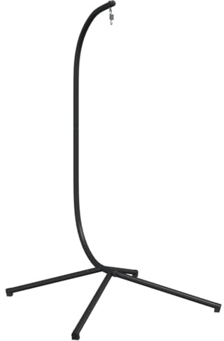vidaXL Supporto Sedia a Uovo Sospesa Nera in Acciaio, solo supporto per sedia a uovo, supporto per sedia amaca, struttura per sedia a uovo da giardino