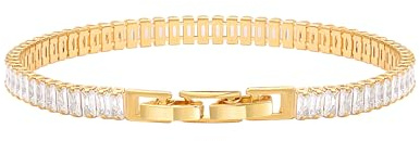 Aobei Pearl Rectangulaire zircone cubique tennis bracelet classique 18k or faux diamant bracelet pour les femmes exquis réglable MARIAGE BRACELET 7-8 pouces