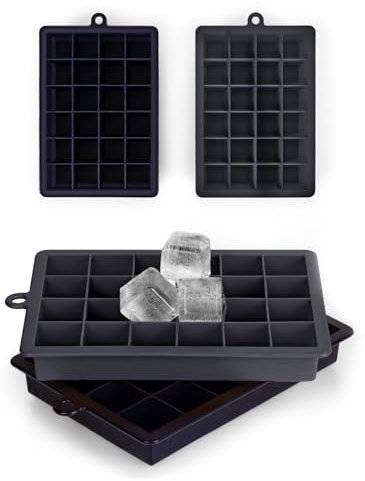 Blumtal stampo ghiaccio silicone 2x24 - stampo ghiaccio con coperchio - stampi ghiaccio per cocktail da 2,6cm - cubetti ghiaccio silicone in M - stampi per ghiaccio stampo senza BPA - in nero blu