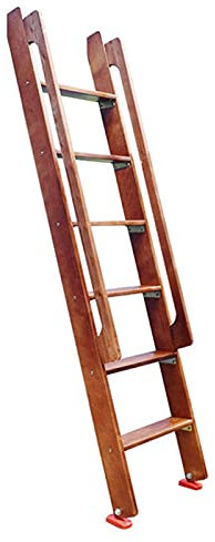 LSBBTBYA Bed Ladder Adjustable Natural Wooden Bed Ladder, College Dorm Bunk Bed Home Loft Stand Step Ladder, RV Bunk Ladder with Safety Handrail & Hook Retainer (Color : Brown, Size : 44cmx