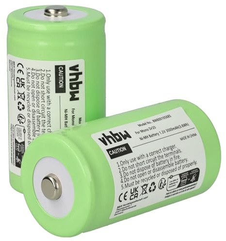 vhbw 2X Akku Ersatz für HR20, D, LR20, KR20, R20, Mono für Funkgeräte mit UKW-Radio (3000 mAh, 1,2 V, NiMH)