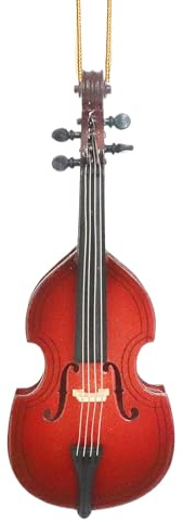 Dselvgvu Cuerda de madera de 5.6 pulgadas en miniatura para colgar contrabajo, mini instrumento musical, réplica de árbol de vacaciones, decoración del hogar, adorno de exhibición de bajo vertical