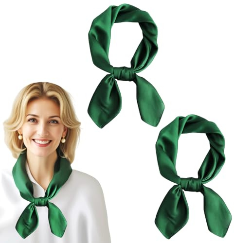 TUONYIS 2 Stück Damen Ntuch, Quadratische Schals Leicht, Leicht Schal Bandana Halstuch Kopftuch Elegante Schal Tuch Geschenk für Frauen Damen Herren Kinder Unisex, 70x70 cm (Grün)
