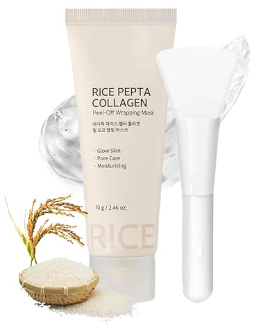 Altherona Collagen Maske mit Reisextrakte, Peel Off Maske Gesicht, Feuchtigkeit Collagen Night Wrapping Mask, Gesichtsmaske Frauen Koreanische Skincare, Rice Mask Reduziert Mattheit
