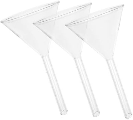Cabilock Embudo de Vidrio de Laboratorio Transparente 3 Piezas Estructura Resistente y Diseño Triangular para Uso Científico y Llenado Preciso