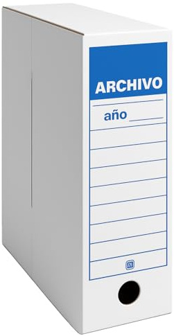 Klink Caja Archivo Plegable Tamaño Folio A4, Cartón Blanco, 2 Posiciones, Montaje Fácil, 36x25x10 cm, Archivador de Documentos Oficinas y Hogar (Pack 20 Uds.)