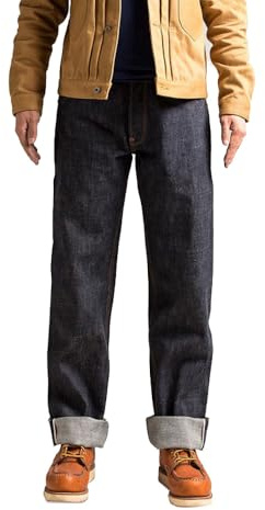 Red Tornado Vintage 16.5oz Men's Jeans Relaxed Fit Straight Leg Heavyweight Raw Selvedge Denim Pants Belted L30W34