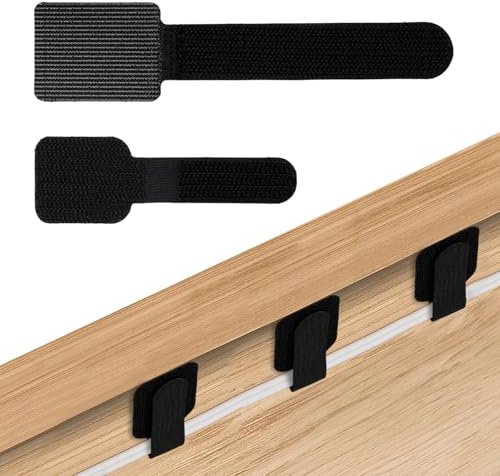 50 pezzi Fascette Fermacavi, Fascette Elettricista, (30 * 90mm)(35 * 150mm) Adesivo, Riutilizzabili, Regolabile, da Mettere Sotto la Scrivania, Sistemare Cavi Pc, per Casa, Scrivania, Ufficio(Nero)
