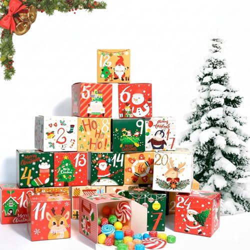 Adventskalender 2025-24 Boxen Befüllbar, Adventskalender Schachteln 7x7x7cm Diy Advent Kalender Zum Befüllen adventskalender zum befüllen Für Weihnachtsdeko & Weihnachten Geschenk﻿