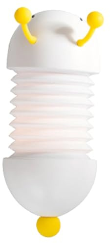 Raupen Nachttischlampe für Kinder, USB Aufladbar, Flexibel | 100 Mah Kapazität, Abs Pp Silikon, Weiß, Schlafzimmer, Kleine Kinderlampe