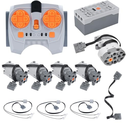 Motor Power Function Kit Binghe Set de 11 Motor de Juguete Eléctrico con L Motor, Mando a Distancia 2,4 GHz, Caja de Batería, Cable de Extensión, Cable de luz LED con Muchos Modelos