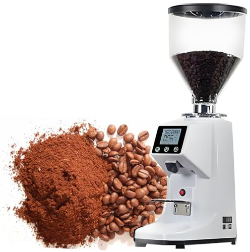 vnmudzeo 19 Macinacaffè Regolabile per caffè Espresso, Lama in Acciaio Inox da 60 Mm, Macinacaffè Professionale per caffè A Goccia da 1500 Ml, per Uso Domestico E Commerciale White