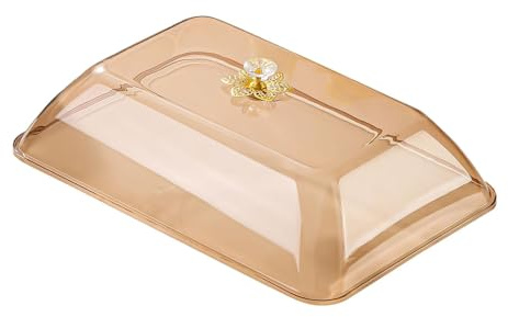 Jiuvaso Couvercle alimentaire rectangulaire en forme de cloche, idéal pour gâteaux, bonbons, planches de charcuterie, beignets et fromages, Xl Ambre