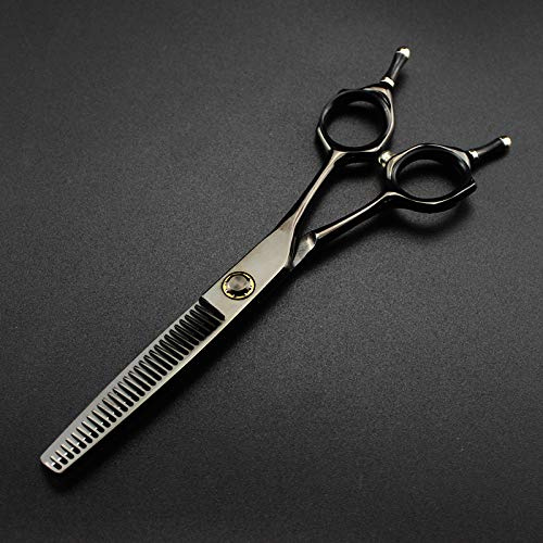 YZCIS Cesoie per tagliare i capelli professionali, forbici per capelli professionali da 6 pollici 440c nere Forbici per capelli da barbiere per diradare i capelli forbici da parrucchiere (Diradamento)