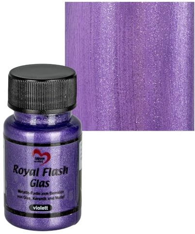 Ideen mit Herz Royal Flash Glasfarbe | metallic | mit feinsten Glitzerpartikeln | 50 ml (violett)