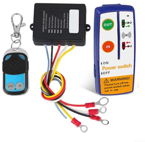 Kit de control remoto inalámbrico para ATV, SUV, camiones 9 24 V con receptor y baterías, compatible con la mayoría de cabrestantes de recuperación de Warn Ramsey Superwinch y más (CQ51-B04)