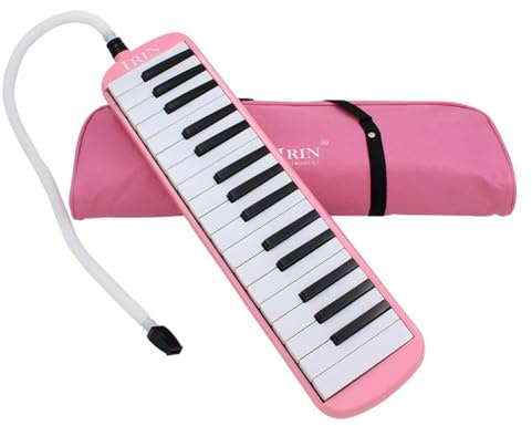 Lawnoval Melodica Tragbare Musiktastatur mit 32 Tasten, mit Mundstücken und Tragetasche, Kinder und Erwachsene Anfänger - Schwarz