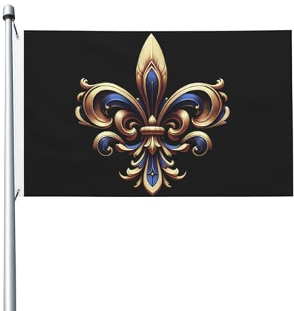 Fleur De Lys Bleue Et Dorée Drapeau De Jardin Solide Bannière Résistant Aux Intempéries Drapeaux Pour Extérieur Pelouse Cour 90X150Cm