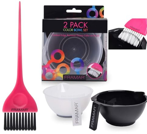 Framar Classic Hair Dye Brush – Hair Colour Brush for Highlights Hair Dye Kit, Hair Dye Bowl Set – Tint Bowl for Hair Colour, Bleach Hair Die
