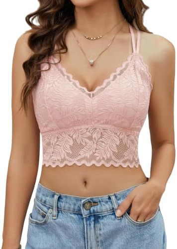 Avidlove Débardeur Femme Col V Haut en Dentelle sans Manches Slim Fit | Caraco Femme Dentelle,Sexy Bretelles Spaghetti,Couleur Unie,Adapté au Quotidien Bureau ou Sortie