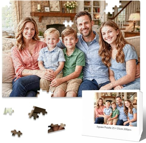 Personalised Jigsaw Puzzles 1000/500/300/200/70/35 Pieces,Custom Puzzle with Your Photo,Unique Personalised Puzzle Gifts for Family,Friend,Pet,Graduation,Wedding,Birthday,Valentine’s Day