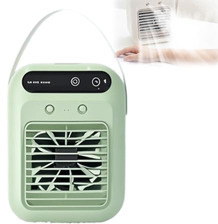 Aire acondicionado portátil - Mini enfriador de aire 3 en 1 con 2 velocidades de viento, ventilador de escritorio móvil personal de 500 ml para el hogar y la oficina