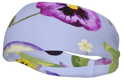Diademas con flores de pensamiento para hombre y mujer, diadema para correr, diadema transpirable para gimnasio