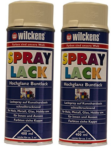 2 x Wilckens Spraylack Hochglanz Buntlack 400ml, Farbe (RAL):RAL 1015 Hellelfenbein