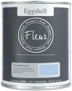 FLEUR DESIGNER'S PAINT | EGGSHELL Smalto Multisuperficie Satinato, Senza Carteggiare, 750 ml, F55 Good Morning Oslo, a Base Acqua, Lavabile, Altissima Resistenza, Interno - Esterno, Pareti - Mobili